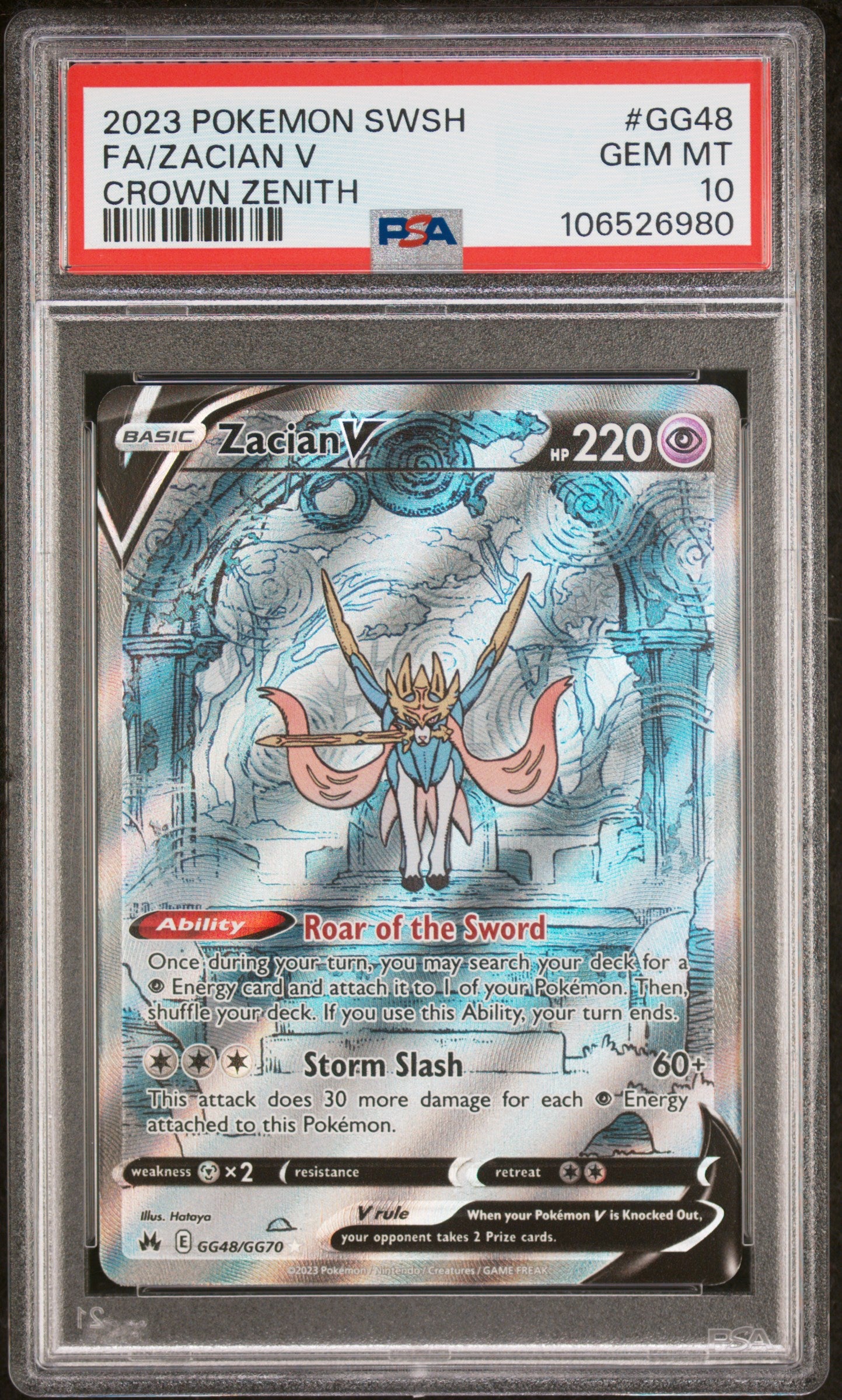 2023 1 Pokemon Sword And Shield Crown Zenith #GG48 Fa/Zacian V PSA 10
