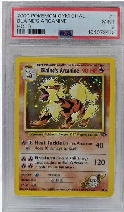 2000 Pokemon Gym Challenge #1 Blaine's Arcanine PSA 9