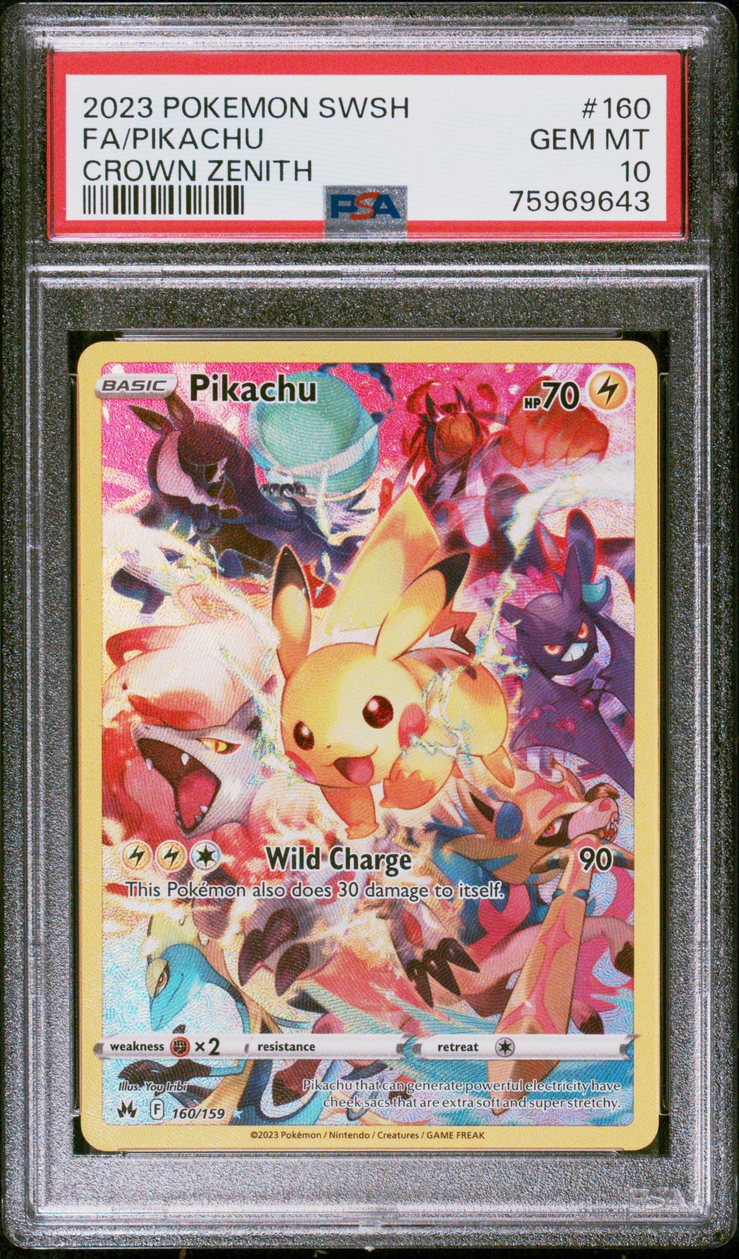 2023 Pokemon Sword And Shield Crown Zenith #160 Fa/Pikachu PSA 10