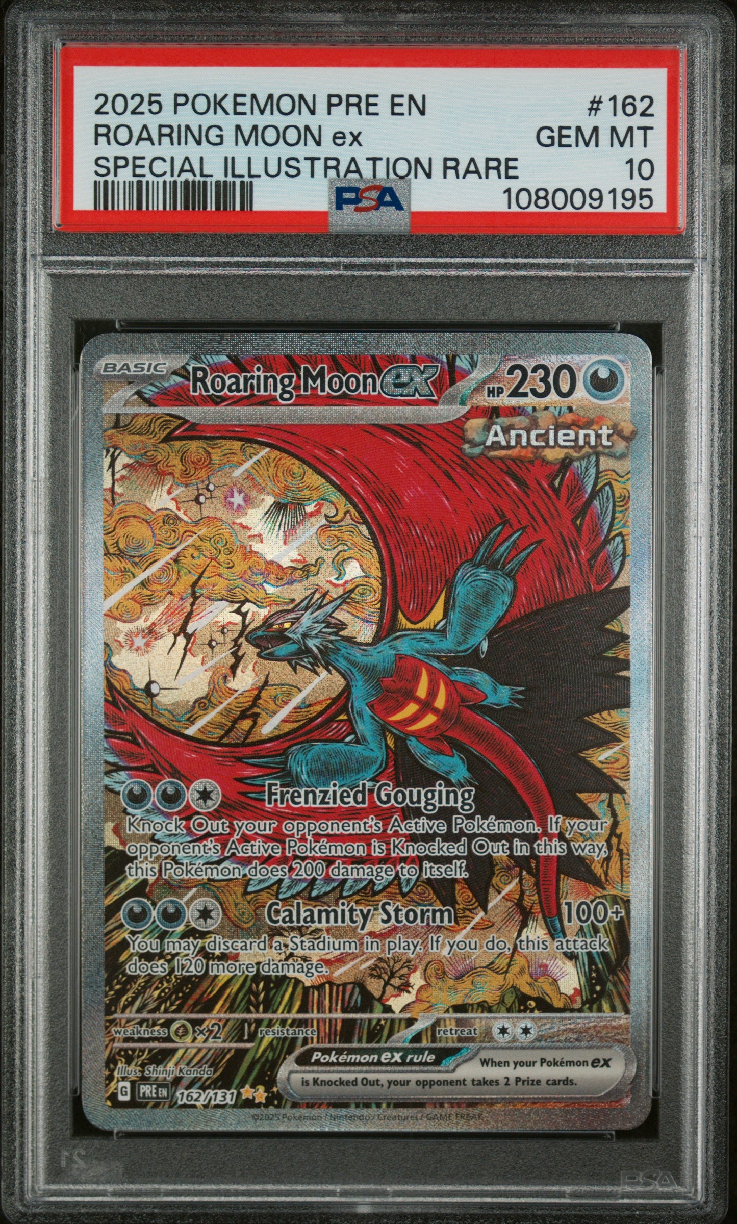 2025 Pokemon Pre En-Prismatic Evolutions #162 Roaring Moon Ex PSA 10