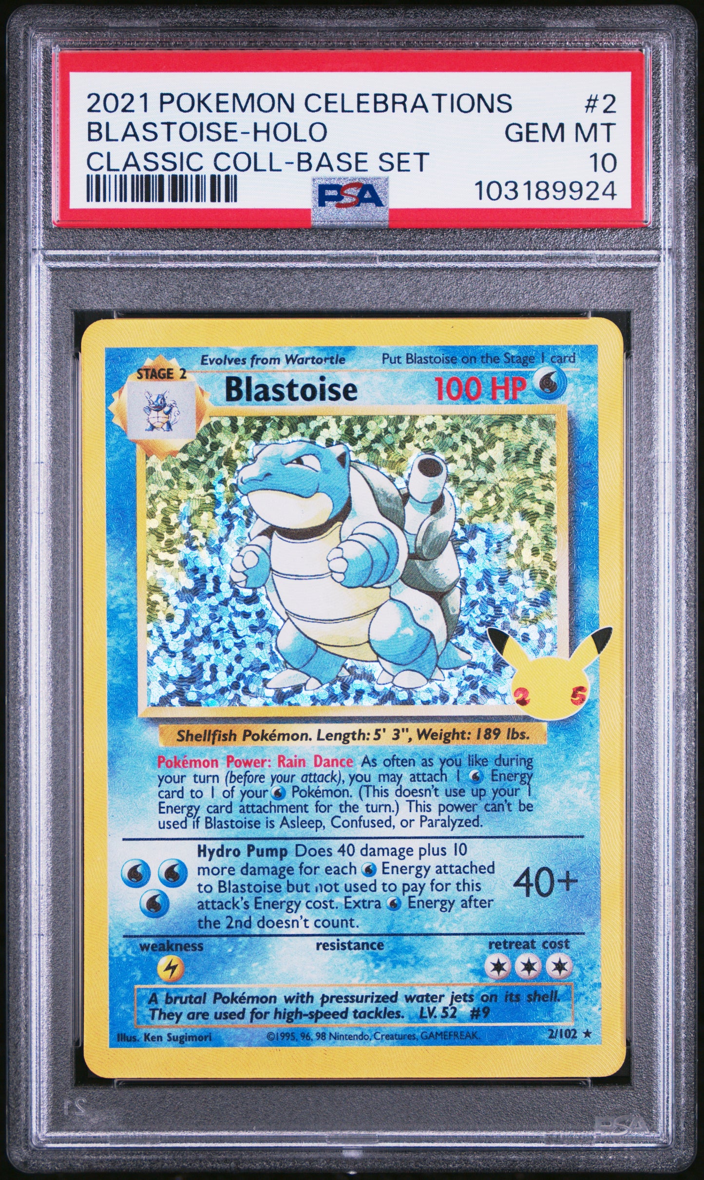 2021 Pokemon Celebrations Classic Collection #2 Blastoise-Holo PSA 10