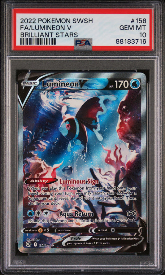 Sword & Shield Brilliant Stars #156 Fa/Lumineon V Brilliant Stars PSA 10