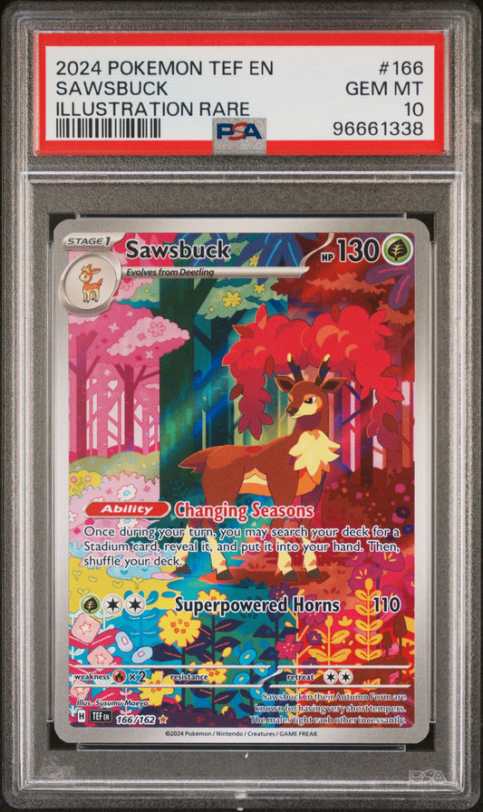 2024 Pokemon Tef En-Temporal Forces #166 Sawsbuck Illustration Rare PSA 10