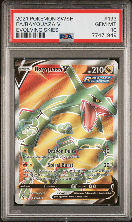 2021 Pokemon Sword & Shield Evolving Skies #193 Fa/Rayquaza V PSA 10