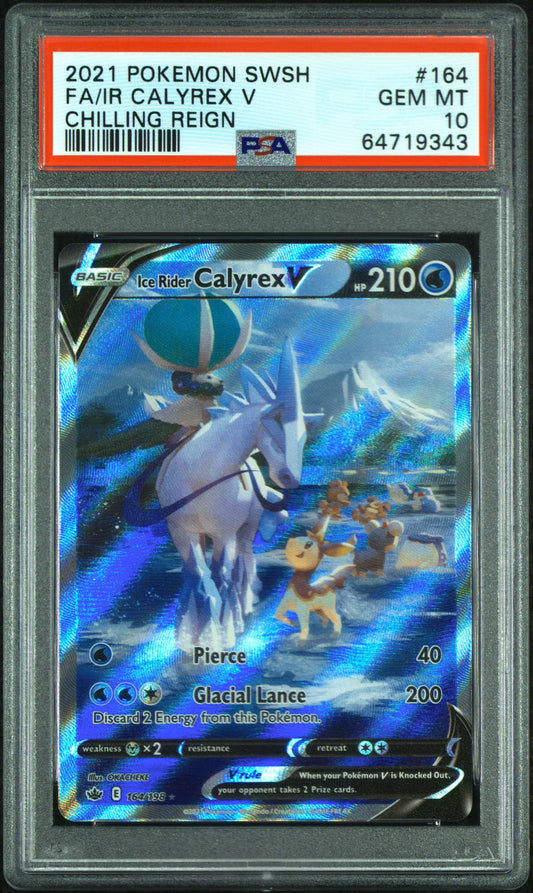 2021 Pokemon Sword & Shield Chilling Reign #164 Fa/Ir Calyrex V PSA 10