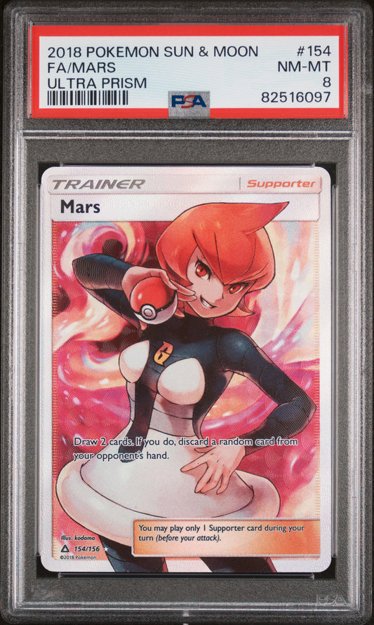 2018 Pokemon Sun & Moon Ultra Prism #154 Fa/Mars PSA 8