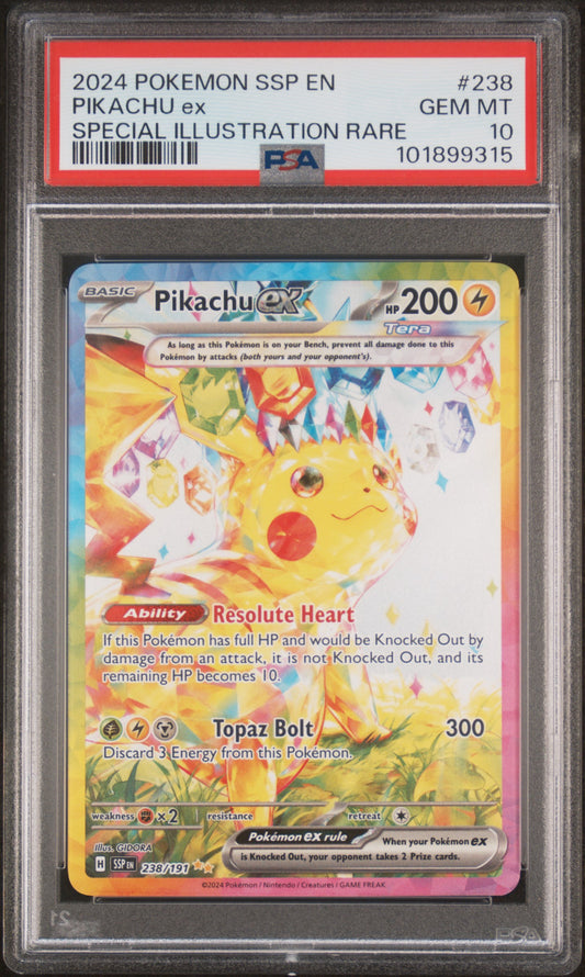 2024 Pokemon Ssp En-Surging Sparks #238 Pikachu Ex PSA 10