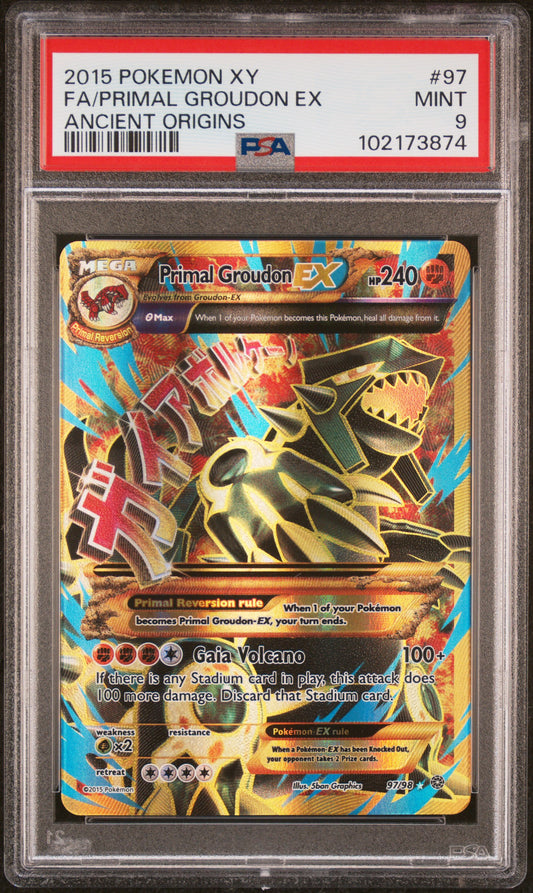 2015 Pokemon Xy Ancient Origins #97 Fa/Primal Groudon Ex PSA 9