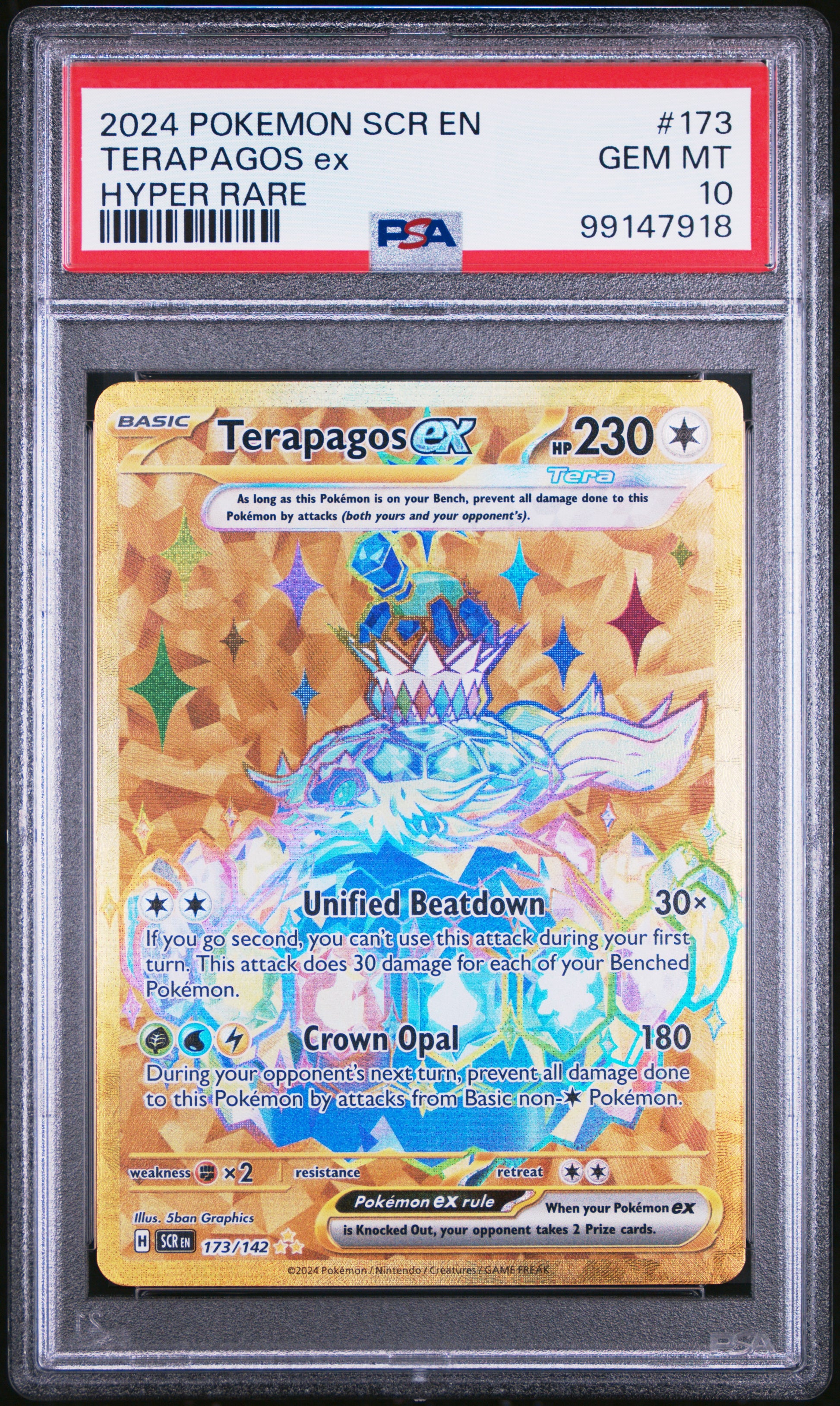 2024 Pokemon Scr En-Stellar Crown #173 Terapagos Ex PSA 10