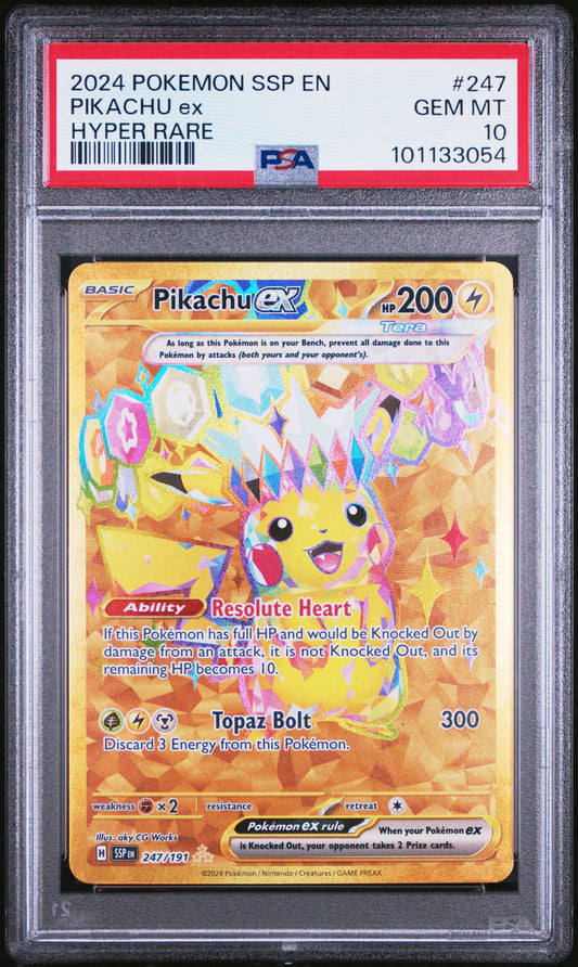 2024 Pokemon Ssp En-Surging Sparks #247 Pikachu Ex PSA 10