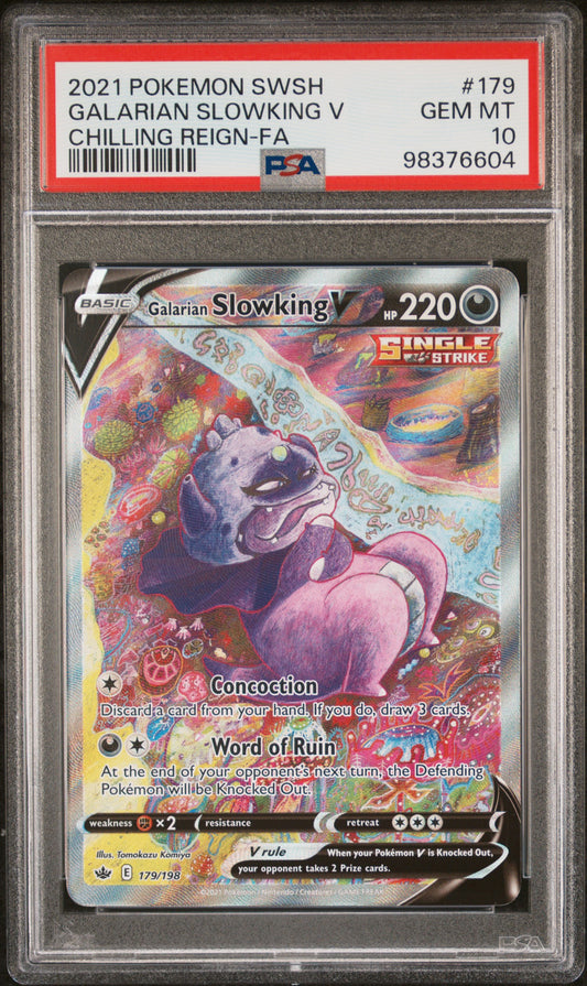 2021 Pokemon Sword & Shield Chilling Reign #179 Galarian Slowking V PSA 10