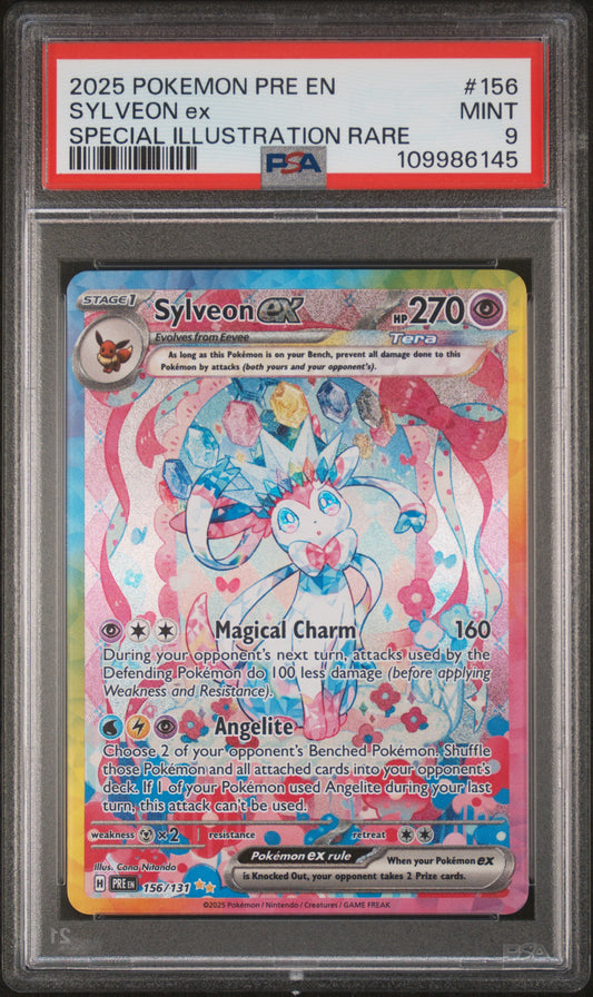 2025 Pokemon Pre 2 En-Prismatic Evolutions #156 Sylveon Ex PSA 9