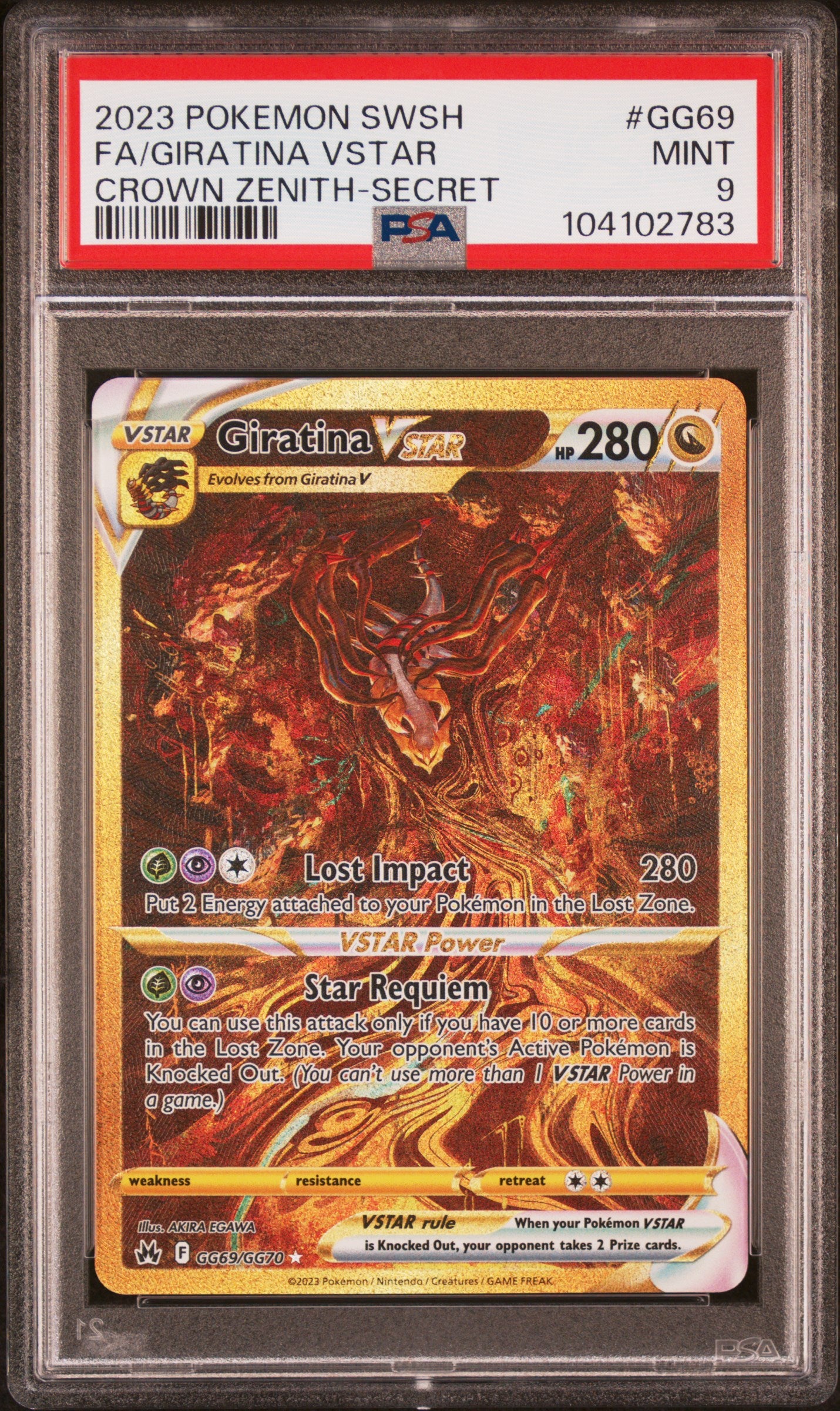 2023 Pokemon Sword And Shield Crown Zenith #GG69 Fa/Giratina Vstar PSA 9