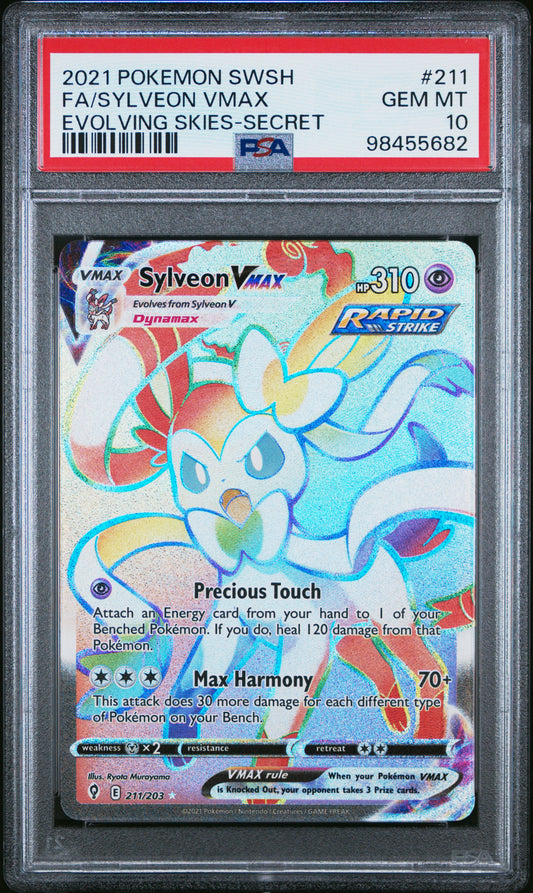 2021 Pokemon Sword & Shield Evolving Skies #211 Fa/Sylveon Vmax PSA 10