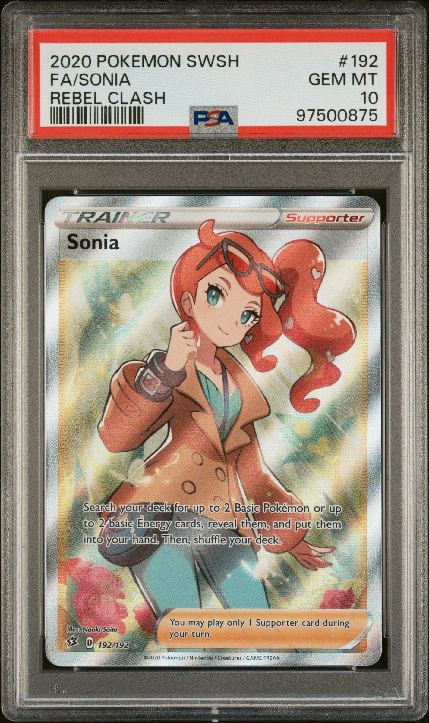 2020 Pokemon Sword & Shield Rebel Clash #192 Fa/Sonia PSA 10