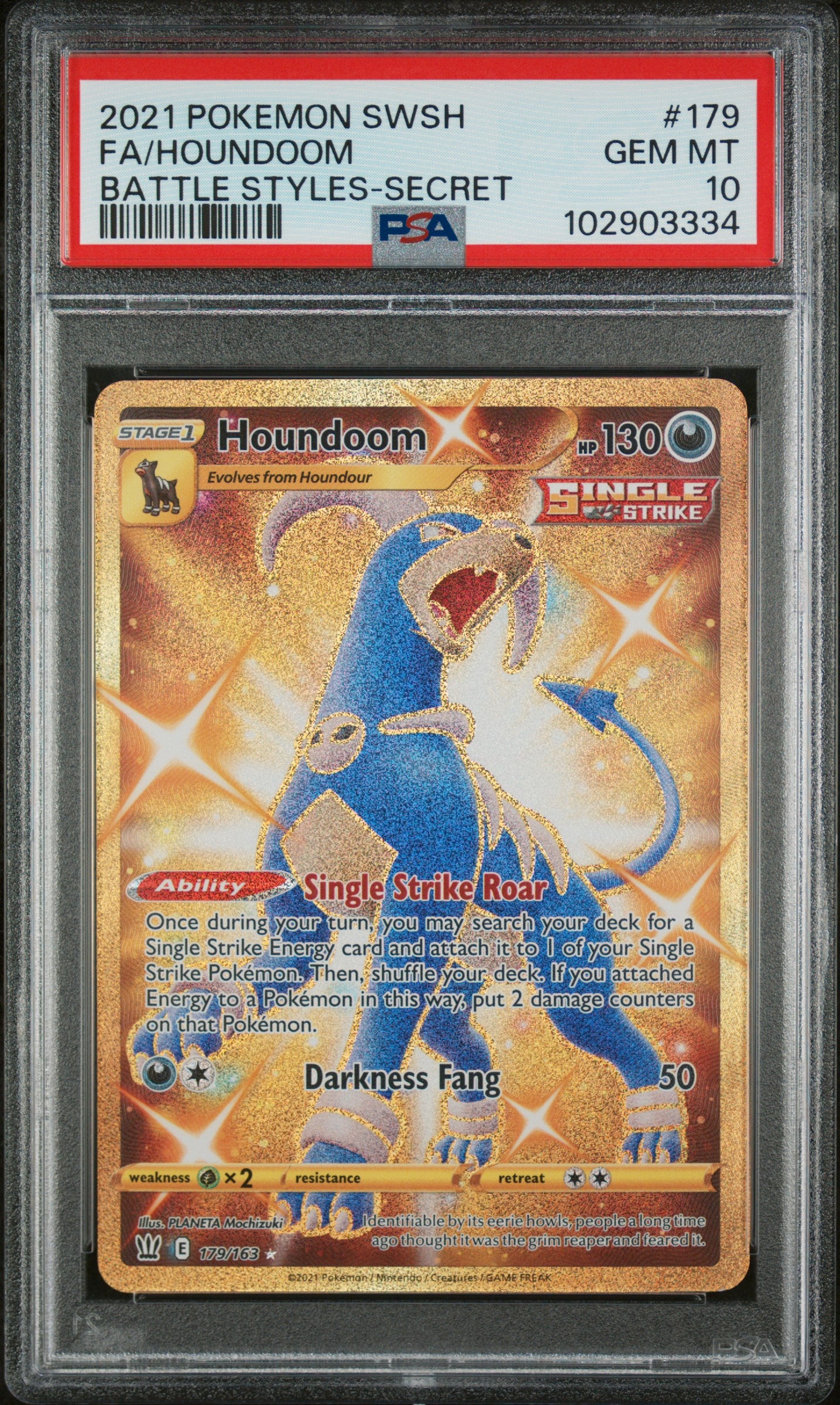 2021 Pokemon Sword & Shield Battle Styles #179 Fa/Houndoom PSA 10