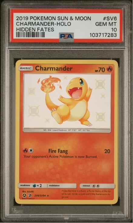 2019 Pokemon Sun & Moon Hidden Fates #SV6 Charmander-Holo PSA 10