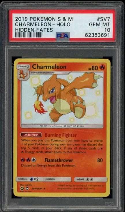 2019 Pokemon Sun & Moon Hidden Fates #SV7 Charmeleon-Holo PSA 10