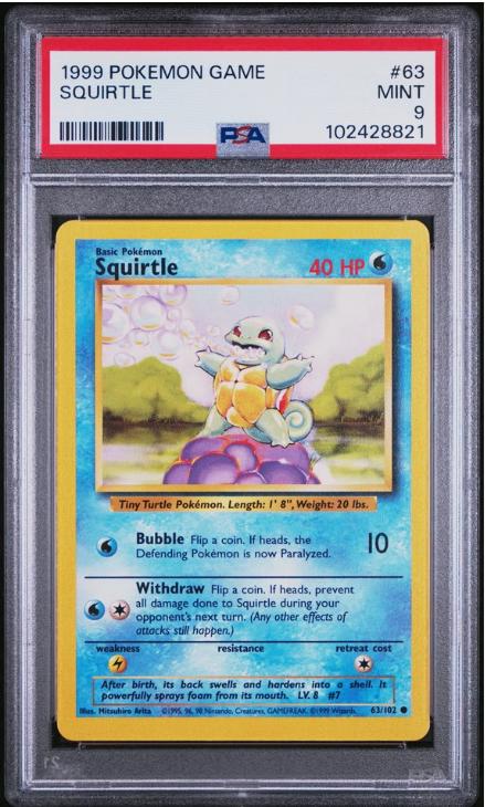 1999 Pokemon Game #63 Squirtle PSA 9