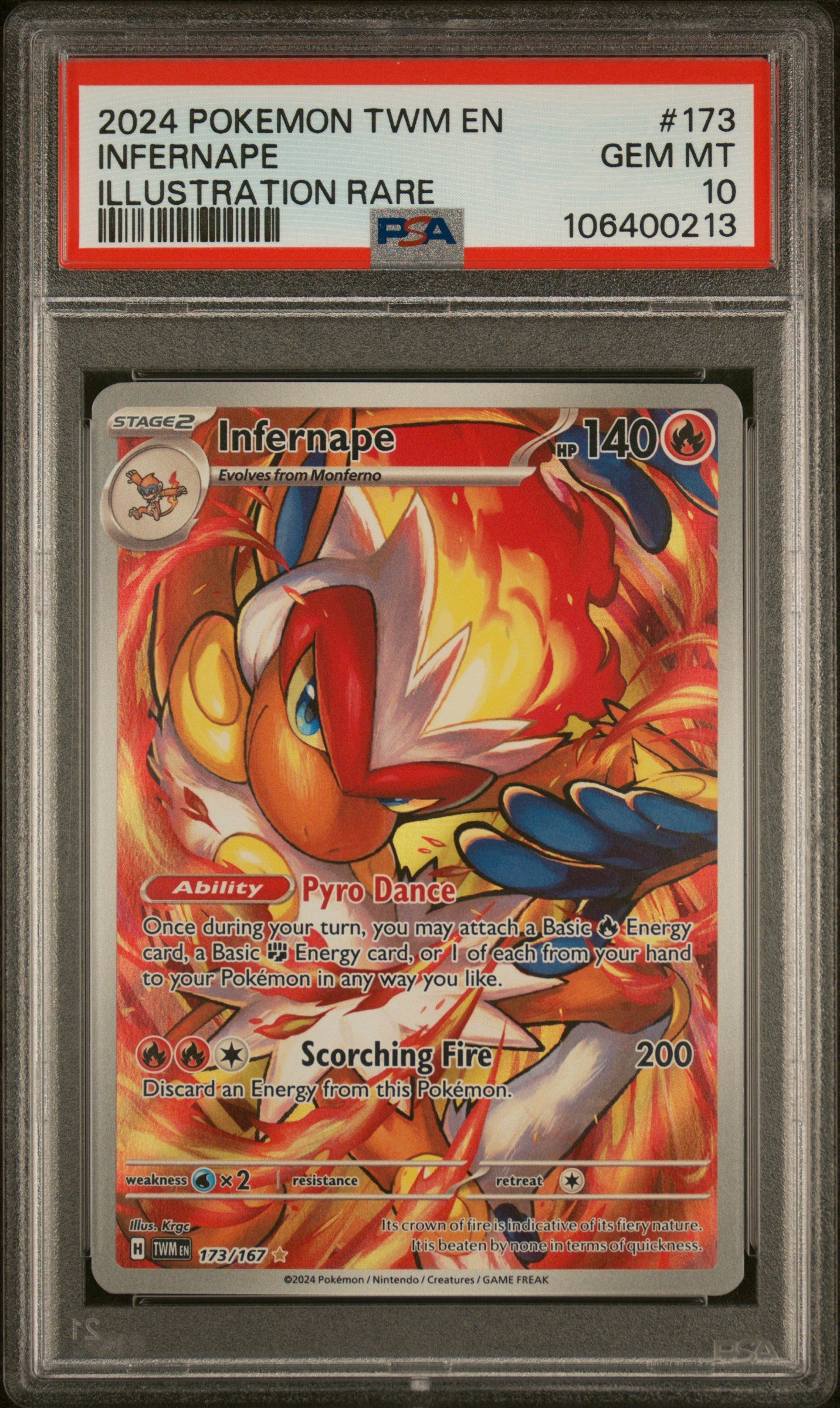 2024 Pokemon Twm En-Twilight Masquerade #173 Infernape PSA 10