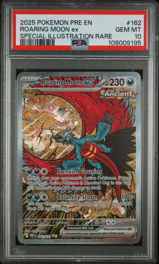 2025 Pokemon Pre En-Prismatic Evolutions #162 Roaring Moon Ex PSA 10