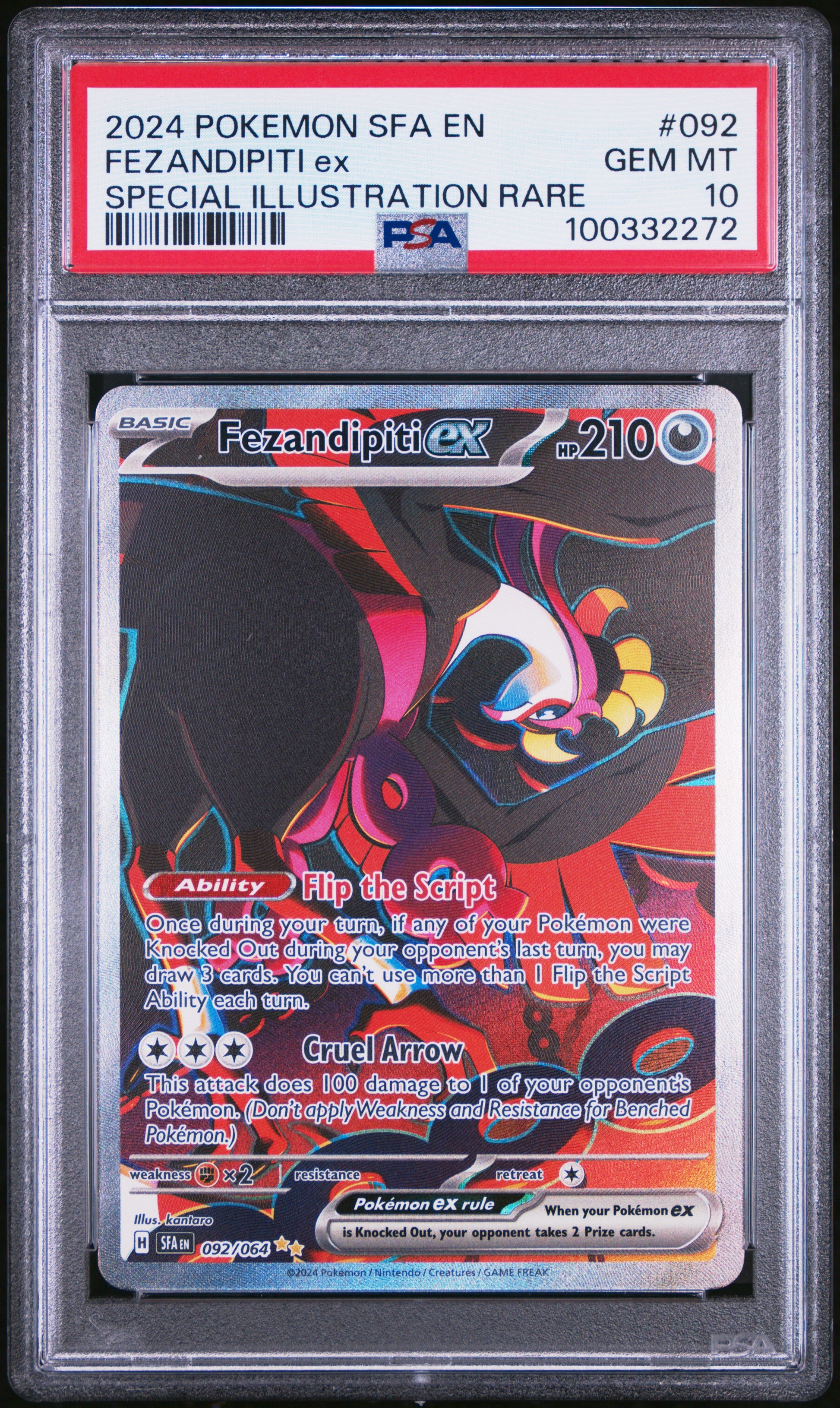 2024 Pokemon Sfa En-Shrouded Fable #092 Fezandipiti Ex PSA 10