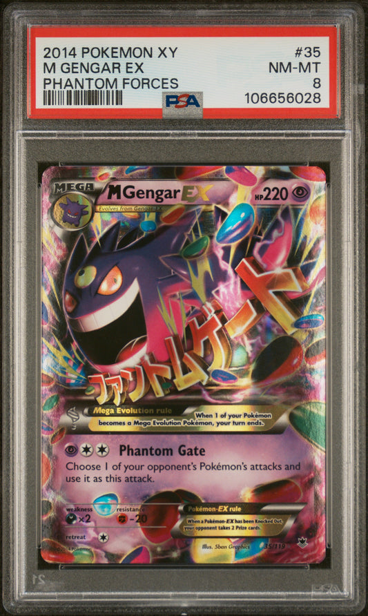 2014 Pokemon Xy Phantom Forces #35 M Gengar Ex PSA 8