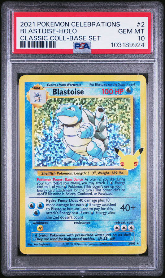 2021 Pokemon Celebrations Classic Collection #2 Blastoise-Holo PSA 10