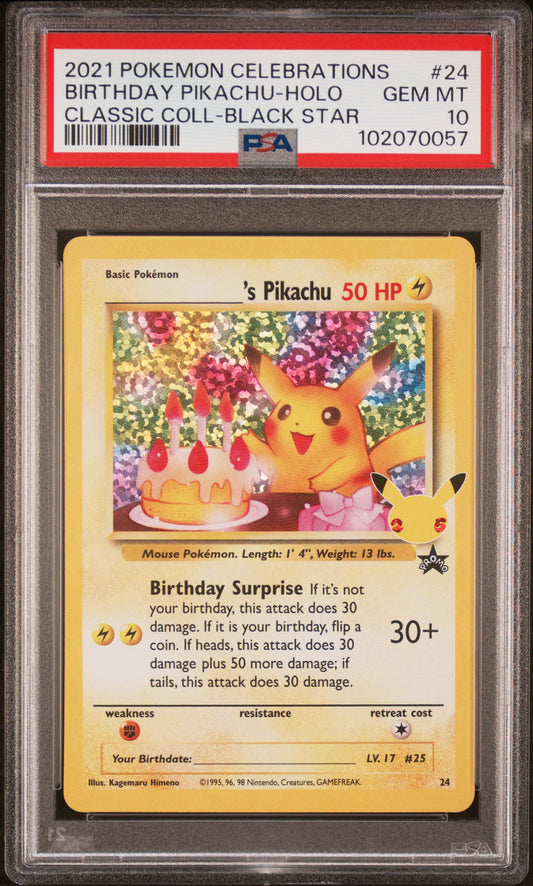 2021 Pokemon Celebrations Classic Collection #24 Birthday Pikachu-Holo PSA 10