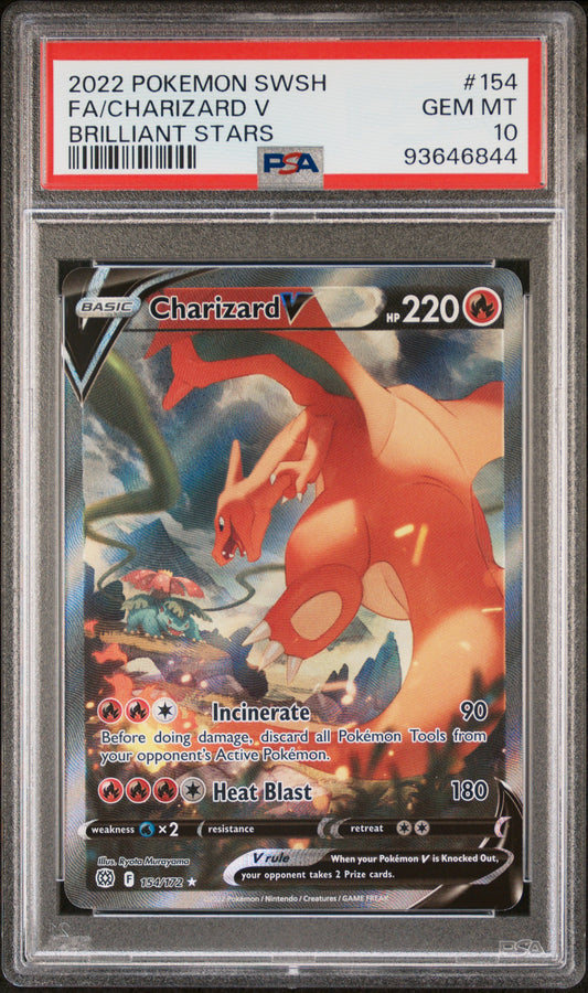 2022 Pokemon Sword & Shield Brilliant Stars #154 Fa/Charizard V PSA 10